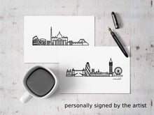Load image into Gallery viewer, City Skyline Postcard - Europe Print 5&quot;x7&quot; - Travel Gift and Mementos of cities you love - Collectible Minimalist Prints