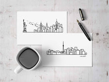 Load image into Gallery viewer, City Skyline Postcard - USA Print 5&quot;x7&quot; - Travel Gift and Mementos of cities you love - Collectible Minimalist Prints