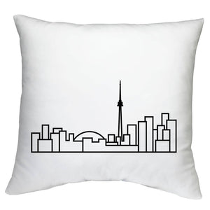 Cushion Case with City Skyline Graphic - White 18"x18" - Travel Home Decor (Insert not included)