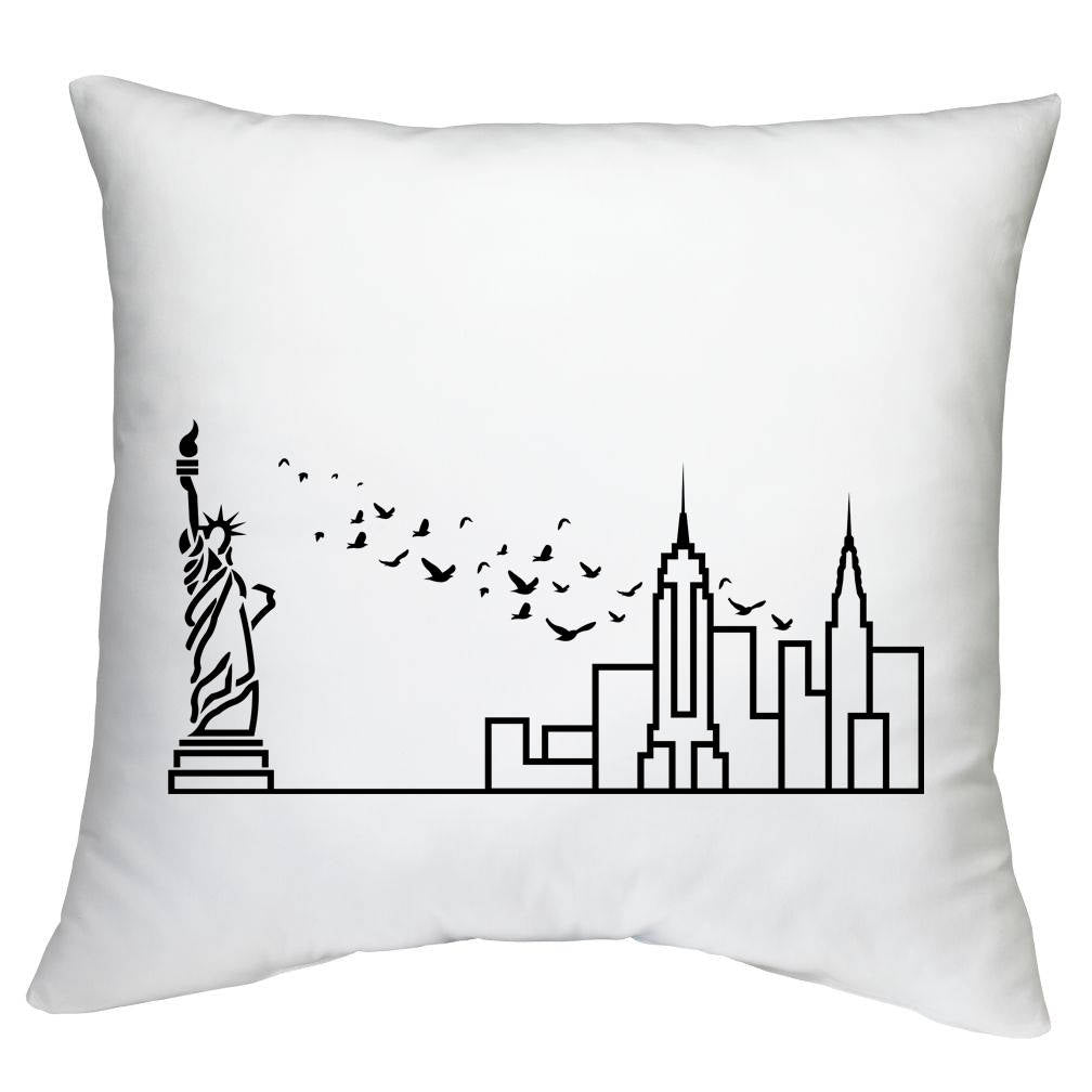 Cushion Case with City Skyline Graphic - White 18