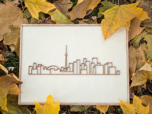 Laser-cut Toronto Skyline - Mounted on woodblock - Decorative Wall Art