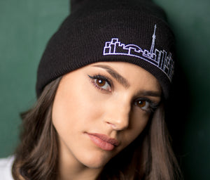 Skyline Apparel - Beanie With Toronto Skyline Graphic - Black - Simple, fashionable travel-themed toque - Essential winter fashion
