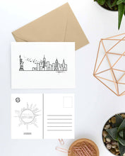 Load image into Gallery viewer, City Skyline Postcard - USA Print 5&quot;x7&quot; - Travel Gift and Mementos of cities you love - Collectible Minimalist Prints
