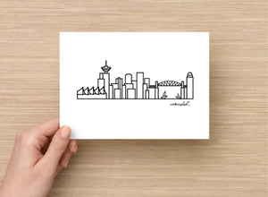 City Skyline Postcard - Canada Print 5"x7" - Travel Gift and Mementos of cities you love - Collectible Minimalist Prints