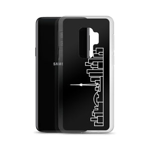 Phone Case Samsung Galaxy S10, S20 Black Cover with White Skyline