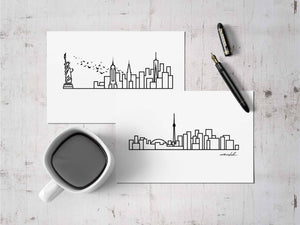 City Skyline Postcard - Canada Print 5"x7" - Travel Gift and Mementos of cities you love - Collectible Minimalist Prints