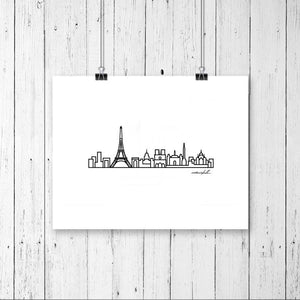 Minimalist City Skyline Prints - Digital Print 8"x10" Mounted on 11"x14" Mat Board - Travel themed gift ideas for your home decor
