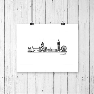 Minimalist City Skyline Prints - Digital Print 8"x10" Mounted on 11"x14" Mat Board - Travel themed gift ideas for your home decor