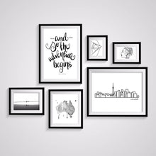 Load image into Gallery viewer, Typography Prints - Travel Quotes - Adventure Begins - Unframed digital graphic