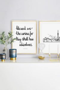 Typography Prints - Travel Quotes - Blessed - Unframed digital graphic