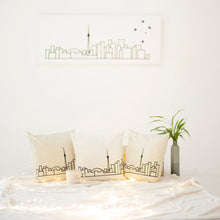 Load image into Gallery viewer, Cushion Case with City Skyline Graphic - White 18&quot;x18&quot; - Travel Home Decor (Insert not included)