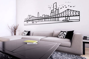 Minimalist Wall Decal - Brisbane Skyline Graphic-  Decorative city sticker for your home decor